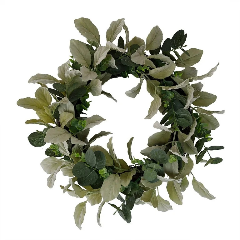 Mainstays, 18in Indoor Artificial Evergreen Wreath, Green Color, Plastic, Not in Pot. | Walmart (US)