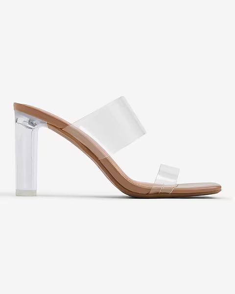 Clear Thick Strap Heeled Sandals | Express