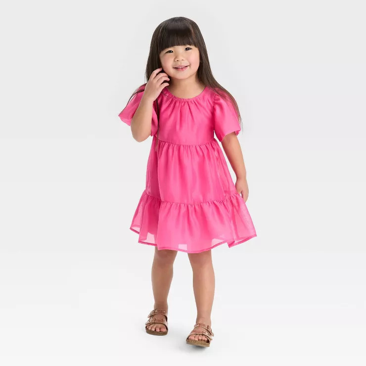 Toddler Girls' Bubble Short Sleeve Dress - Cat & Jack™ Pink | Target