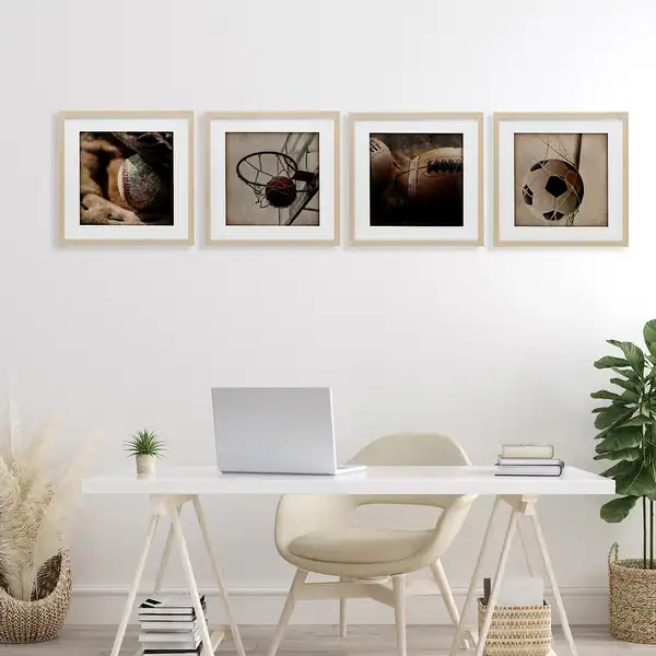 Stupell Inspiring Sports Be The Ball Under Glass Framed Design By Kim Allen (Set of 4) - Bed Bath... | Bed Bath & Beyond