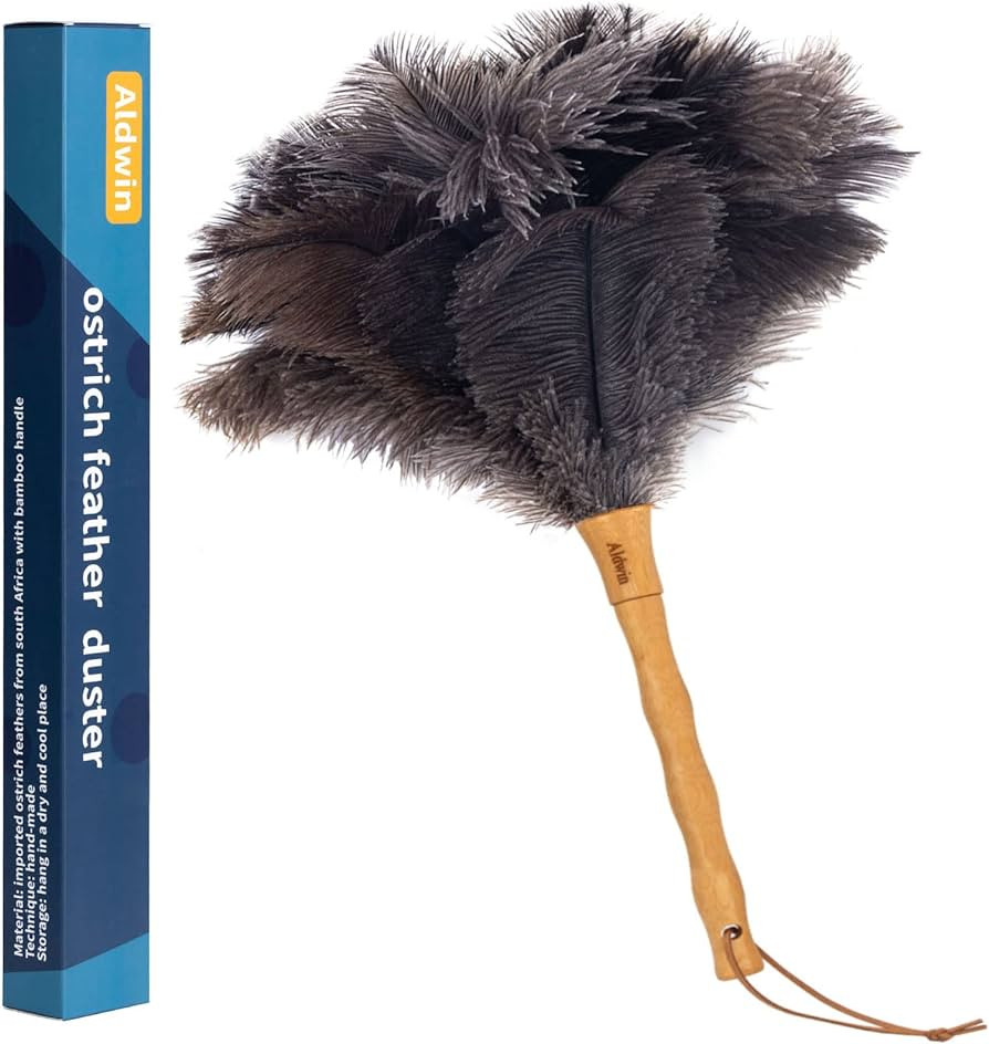 Aldwin Ostrich Feather Duster, 16 inch Ostrich Feather Duster with Wood Handle Reusable, Fluffy N... | Amazon (US)