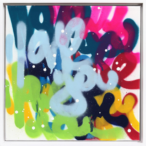 Poppin' Graff - Abstract Colorful Textural 'Love You' Graffiti Mixed Media Art2024