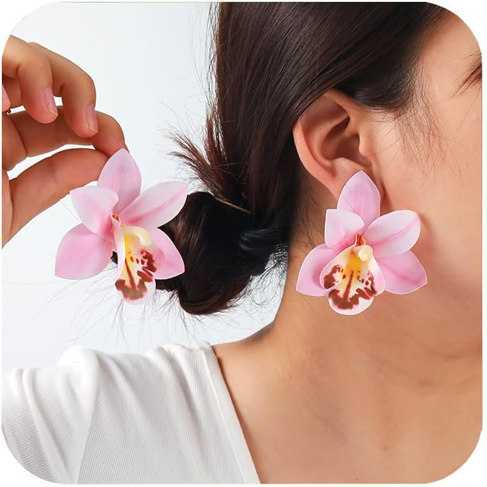 Vivian&CD Orchid Earrings for Women, Colorful Blossom Floral Exaggerated Big Flower Floral Earrin... | Amazon (US)