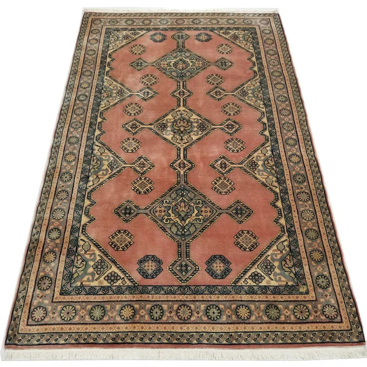 Bardin Handmade Flatweave Wool Peach Rug | Wayfair North America