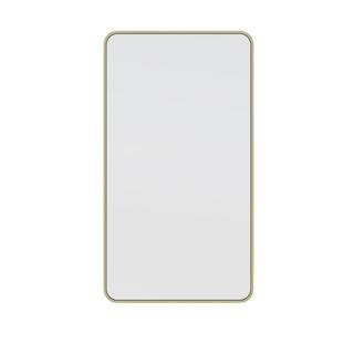 Glass Warehouse 22 in. W x 40 in. H Stainless Steel Framed Radius Corner Bathroom Vanity Mirror i... | The Home Depot