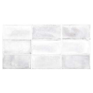 Jeffrey Court Blanco Rustico White 3 in. x 6 in. Glossy Ceramic Wall Tile (0.125 sq. ft. /Each) 9... | The Home Depot