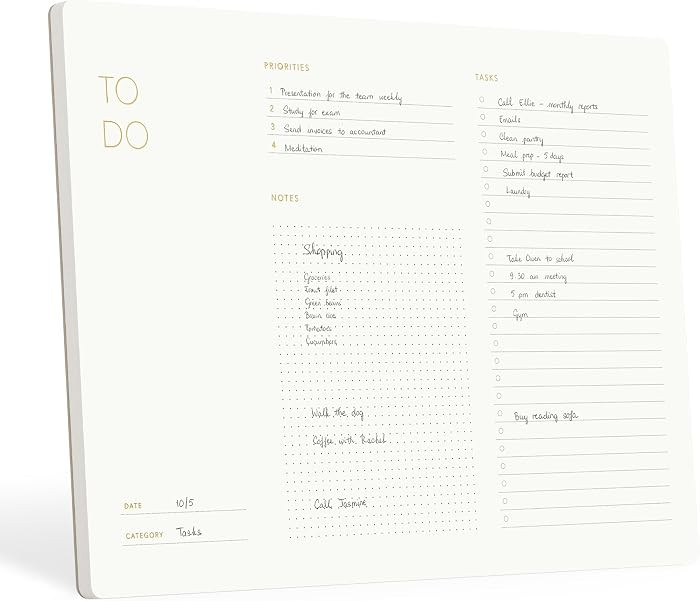 Daily To Do List Notepad, Undated, 50 Tear-Off Sheets, 95gsm, Gold Foil | Amazon (US)