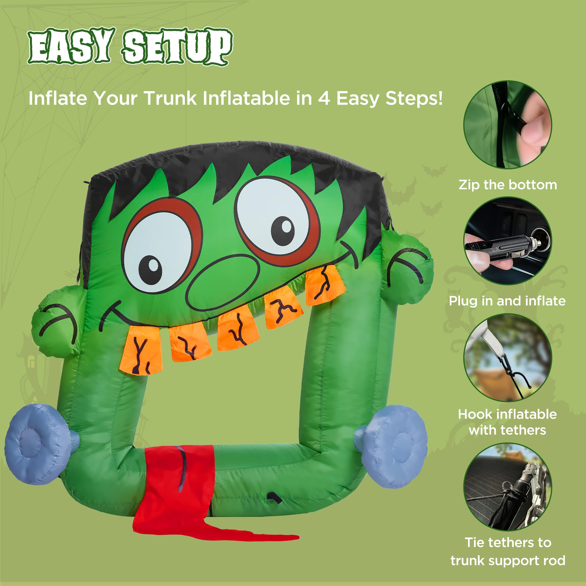 ZPISF Halloween Trunk or Treat Inflatables 4 FT Frankenstein Outdoor Decorations, Blow up Franken... | Amazon (US)
