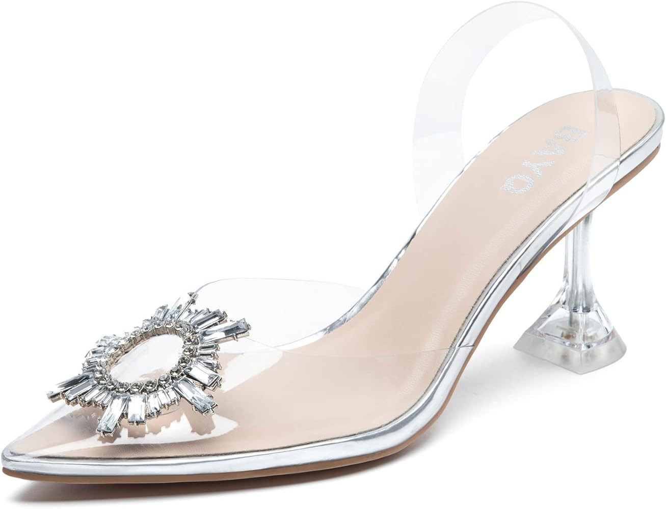 Women's Clear Heels Sandals - Wedding Pointed Toe Heel Sandals Clear Pumps For Women - Sexy Ladies T | Amazon (US)