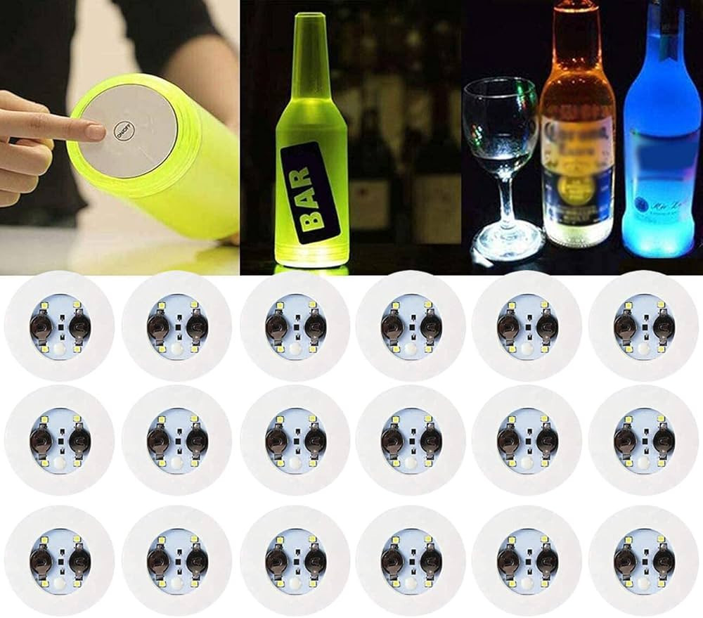 LOGUIDE LED Light Up Coasters,LED Bottle Lights, Bottle Glorifier,LED Sticker Coaster Discs for D... | Amazon (US)
