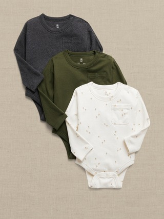 Essential SUPIMA® Long-Sleeve Bodysuit 3-Pack for Baby | Gap (US)
