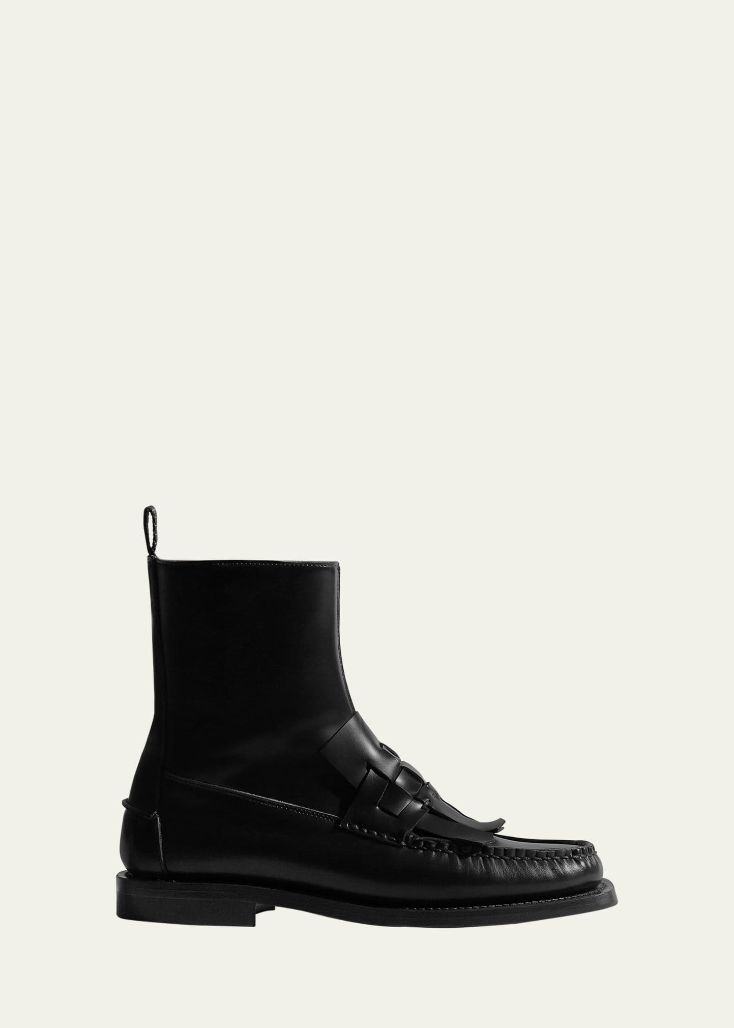 HEREU Marti Calfskin Kiltie Loafer Booties | Bergdorf Goodman