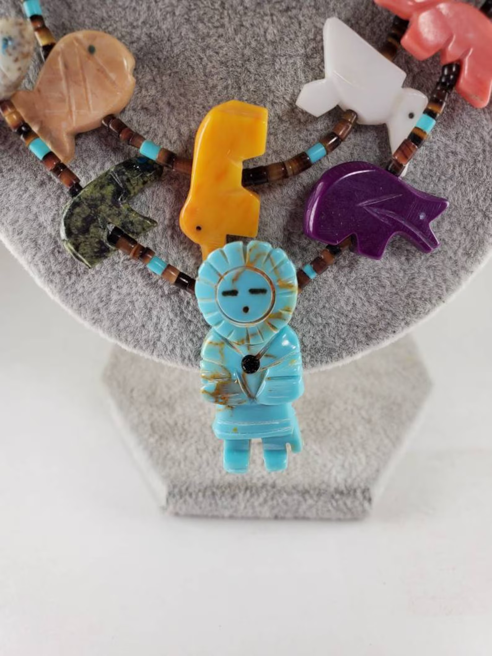 Kachina Doll Fetish Design Necklace. Double Strands Little Animals Fetish Necklace. South Western... | Etsy (UK)