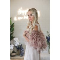 Ostrich Feather Bridal Wedding Bolero/Vest in Dusty Rose | Etsy (US)