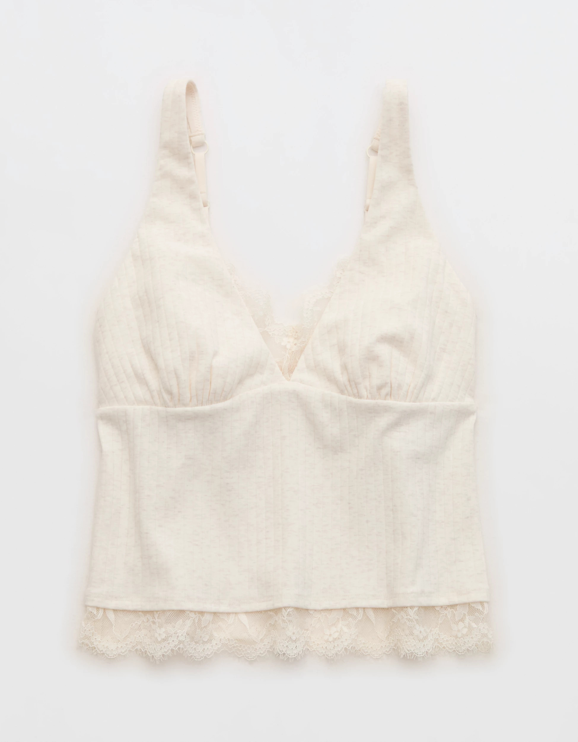 Superchill Cotton Rib Lace Tank Top | Aerie