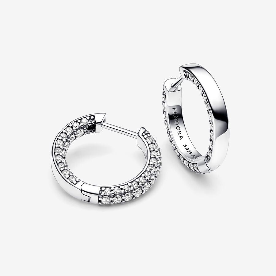 Pandora Timeless Pavé Single-row Hoop Earrings | Pandora (UK)