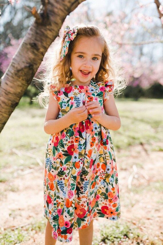 Girls Floral Party Dress - Girls Spring Dress - 1st Birthday Dress  - Rifle Paper Co. Print Dress... | Etsy (US)