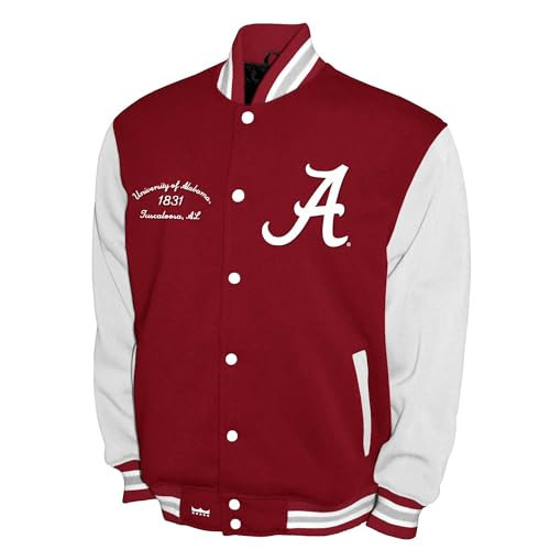 2Bhip NCAA Alabama Crimson Tide Varsity Jacket - Men's Red/White Fleece Snap-up Letterman Jackets - Everyday Outwear | Amazon (US)