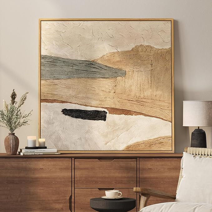 Framed Neutral Abstract Wall Art, Large Modern Canvas Prints Paintings Artwork for Walls, Minimal... | Amazon (US)