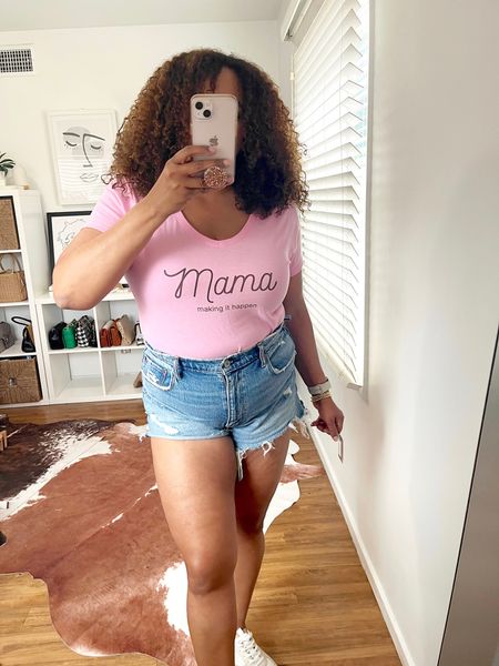 And this pink one is pretty cute too! Wearing a women’s size large. All Mama Making It Happen Tees by Liv By Viv are linked! 

#LTKFind #LTKcurves #LTKunder50