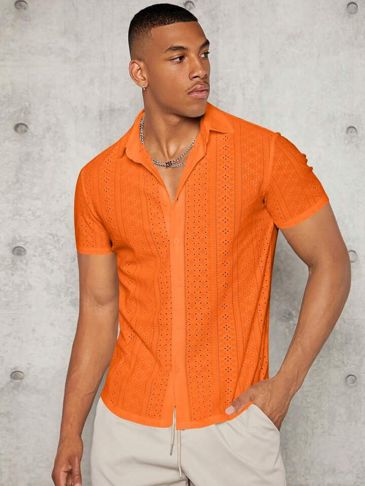 Manfinity Homme Men's Short Sleeve Button Front Shirt | SHEIN