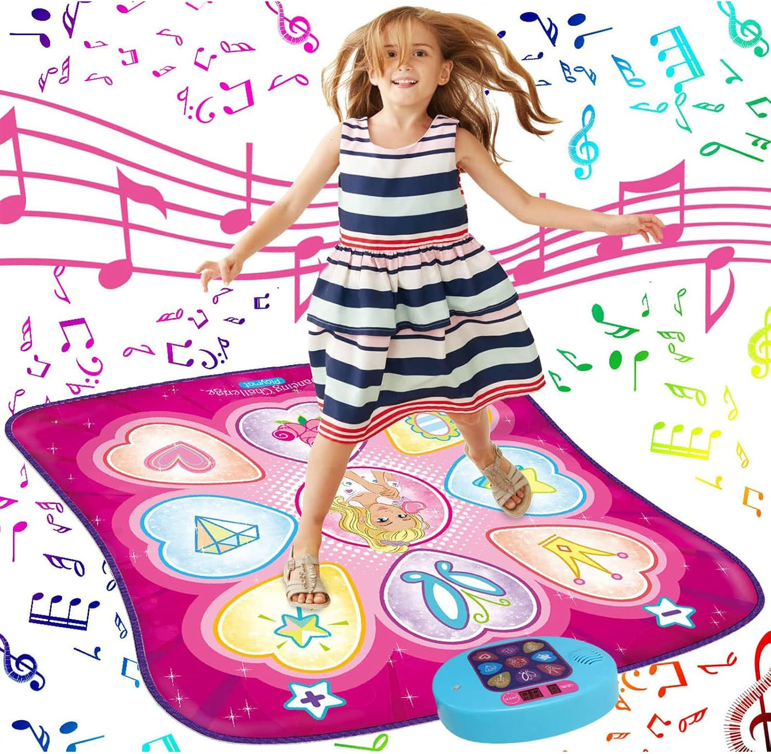 SUNLIN Dance Mat for Girls Ages 3-8, Interactive Dancing Game Pad, Pink | Amazon (US)