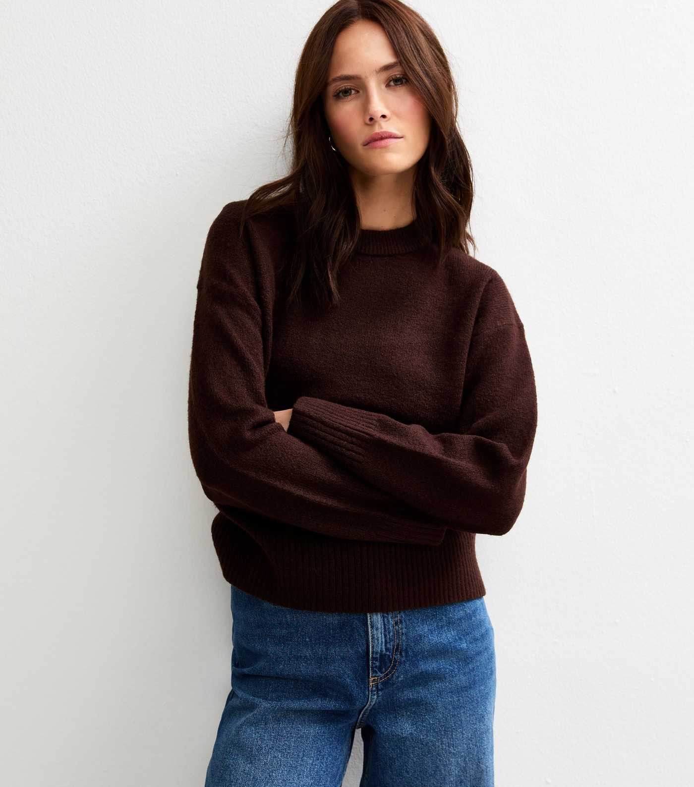 Dark Brown Crew Neck Jumper | New Look | New Look (UK)