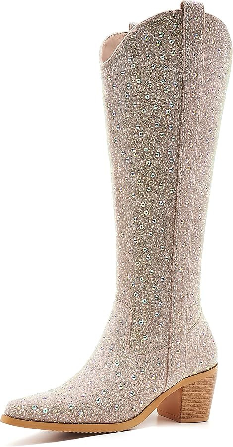 Cowboy Boots For Women -Wide Calf Knee High Cowgirl Boots Botas Vaqueras Para Mujer Classic Embro... | Amazon (US)