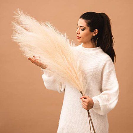 Brooklyn Theory Faux Pampas Grass Large, 43""/110cm (Cream/Beige Color) Bundle of 3 Fake Artificial  | Walmart (US)