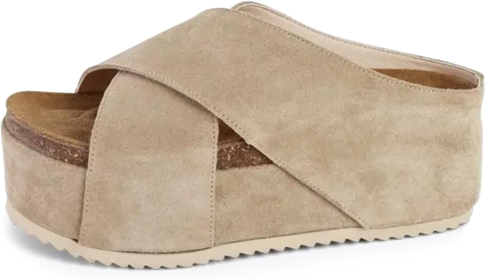 Yishaweiqi Women's Suede Platform Sandals Comfortable Cork Footbed Flatform Sandals Criss Cross S... | Amazon (US)