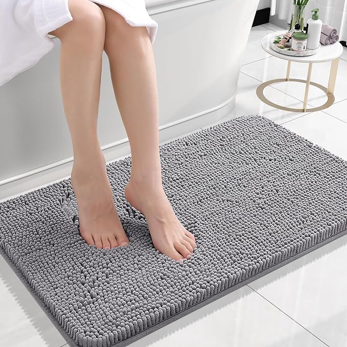 OLANLY Bathroom Rugs 24x16, Extra Soft Absorbent Chenille Bath Rugs, Non-Slip, Dry Quickly, Machi... | Amazon (US)