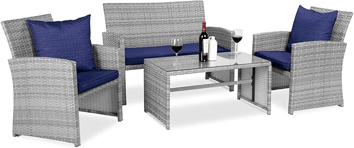 Best Choice Products 4-Piece Outdoor Wicker Patio Conversation Furniture Set for Backyard w/Coffe... | Amazon (US)