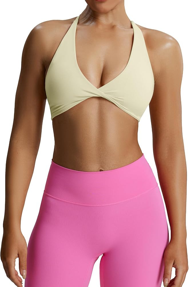 Aoxjox Women's Workout Sports Bras Fitness Metamorph Sienna Twist Bra Yoga Crop Tank | Amazon (US)