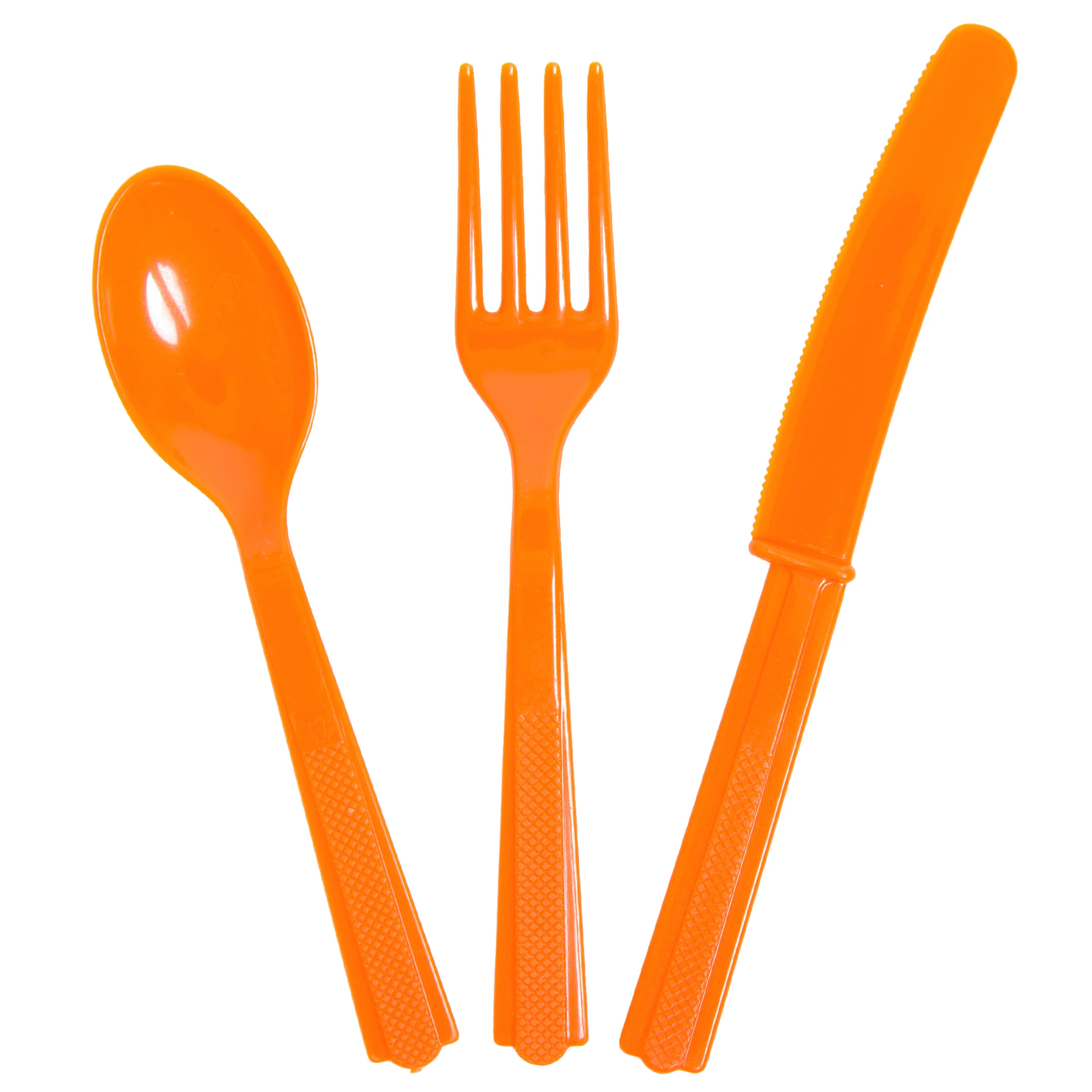Way to Celebrate! Orange Plastic Party Cutlery Set for 8, 24pcs - Walmart.com | Walmart (US)