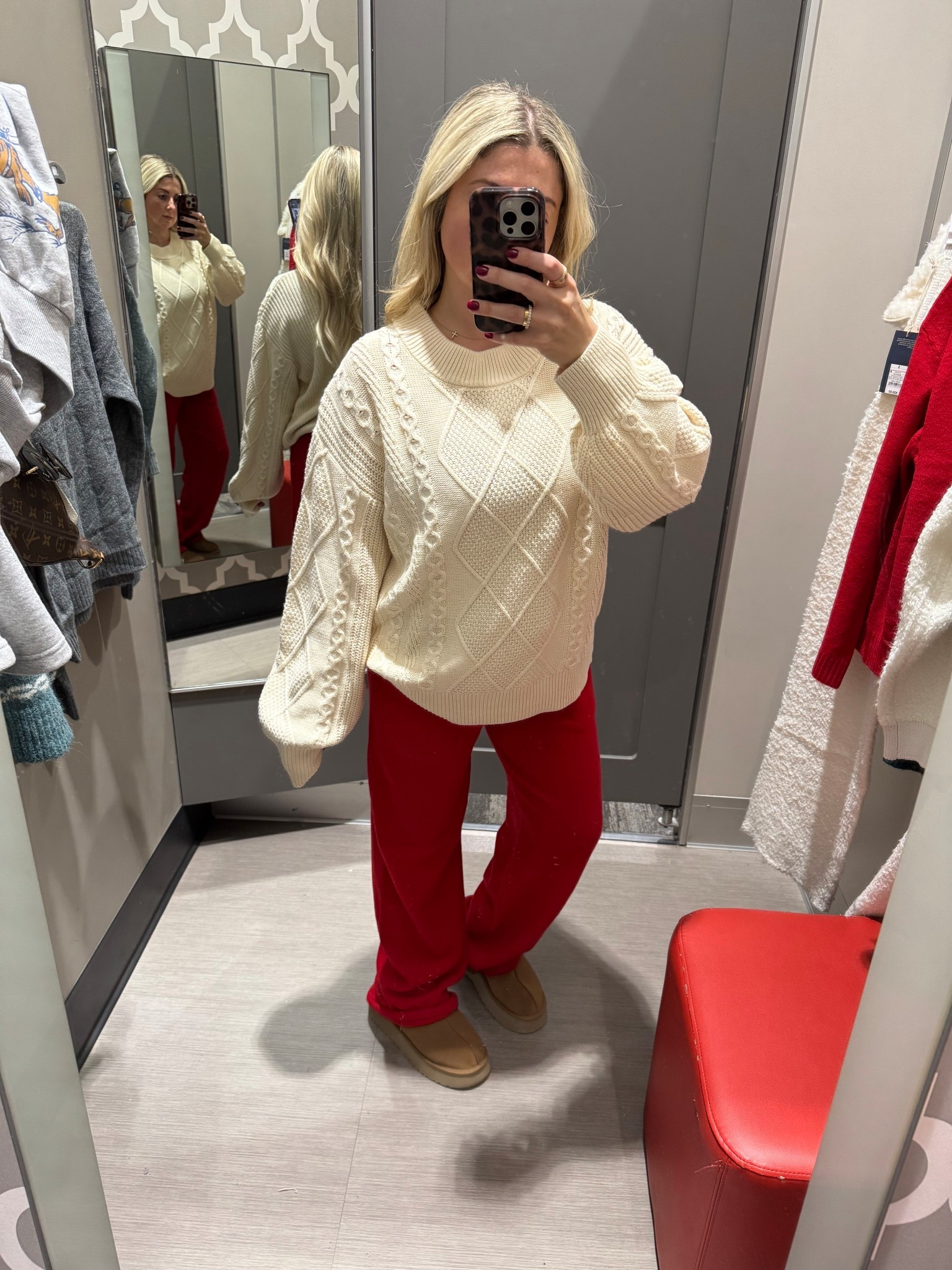 Cozy holiday outfit 
Cable sweater large
Pants small
Uggs tts
Target outfit 

#LTKFindsUnder100 #LTKHoliday #LTKGiftGuide