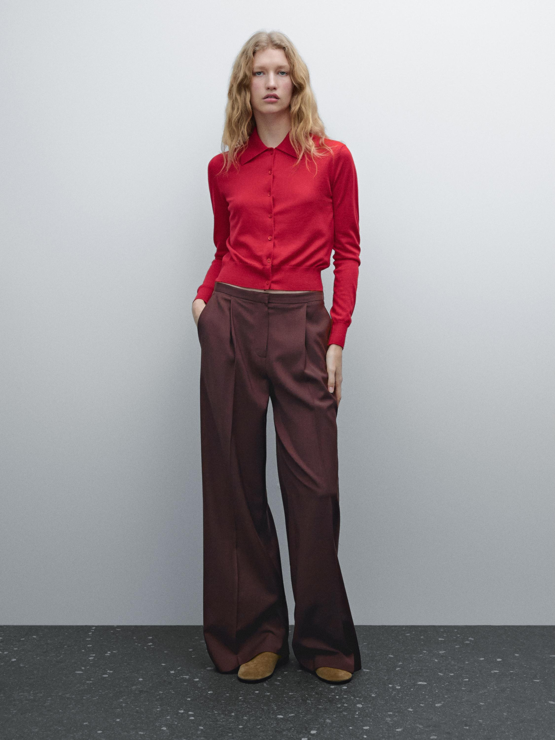 100% wool knit cardigan | Massimo Dutti UK