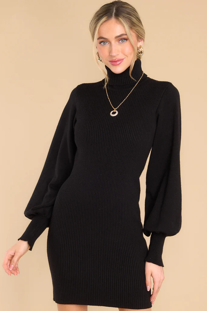 Autumn Elegance Black Sweater Dress | Red Dress 