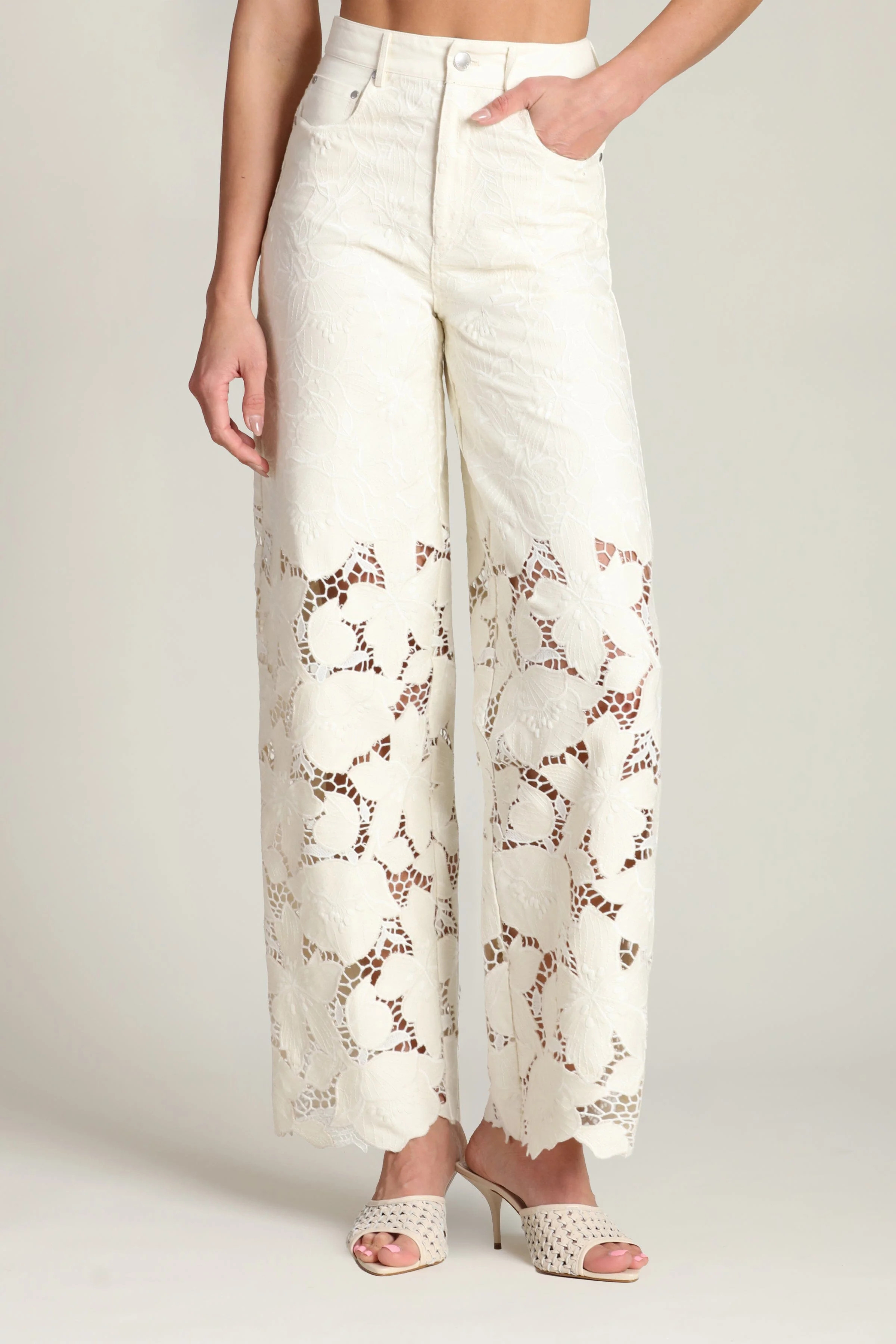 Guipure Lace Wide Leg Jeans | Avec Les Filles