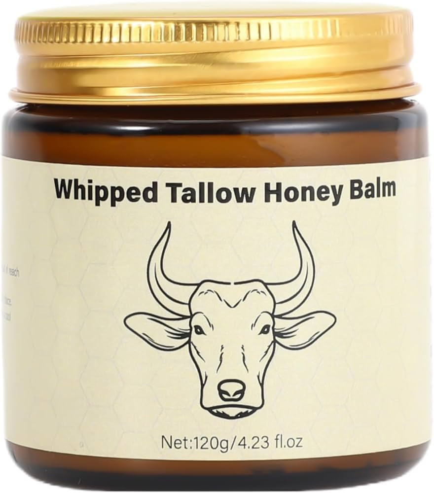 Beef Tallow for Skin - Organic Grass Fed Whipped Moisturizer with Honey Balm, Natural Hydrating C... | Amazon (US)