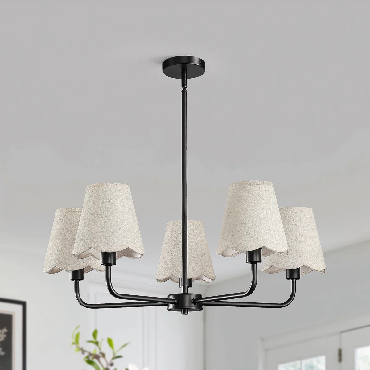 5-Light Modern Dimmable Chandelier With Fabric Shades | Wayfair North America