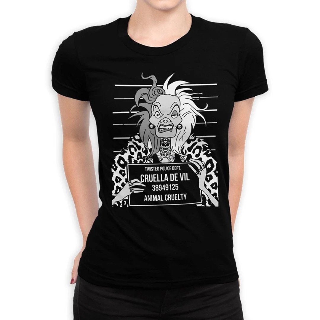 Cruella De Vil Police Mugshot T-shirt / Men's Women's Sizes / Cotton Tee DIS-122304 - Etsy | Etsy (US)
