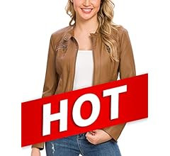 Fahsyee Women's Faux Leather Jackets, Zip Up Motorcycle Short PU Moto Biker Outwear Fitted Slim C... | Amazon (US)