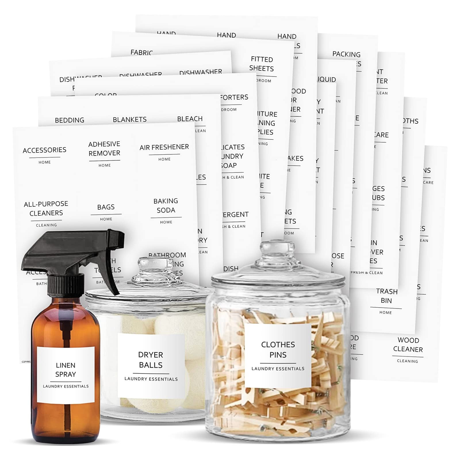 Talented Kitchen 144 Minimalist Laundry Room Labels - 2.5" x 2.5", Black on White Matte Vinyl - O... | Amazon (US)