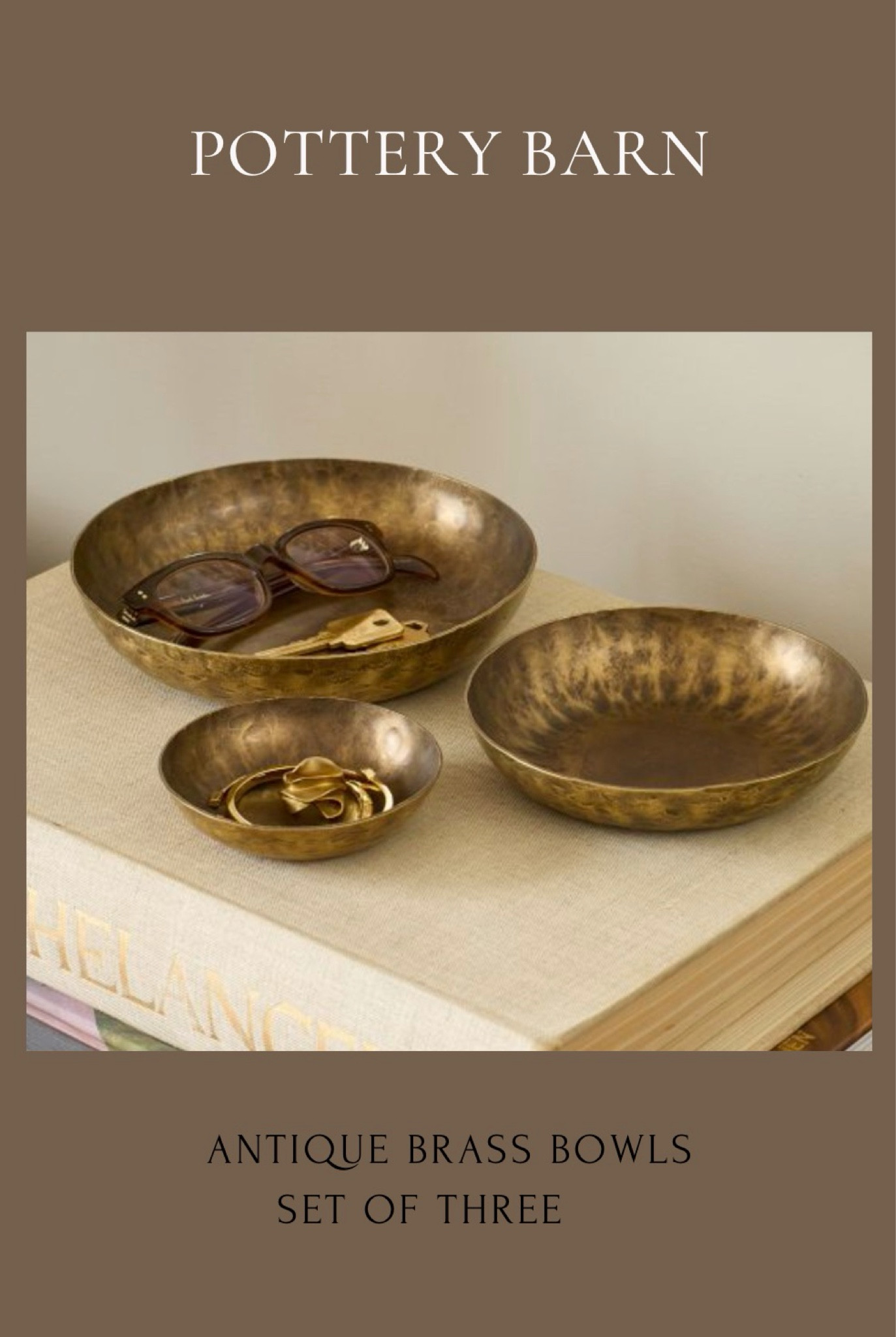 Antique Brass Stacking Bowls - Set of 3 
Pottery Barn Fall Decor 
Home decor 

#LTKHome #LTKSeasonal #LTKFindsUnder50