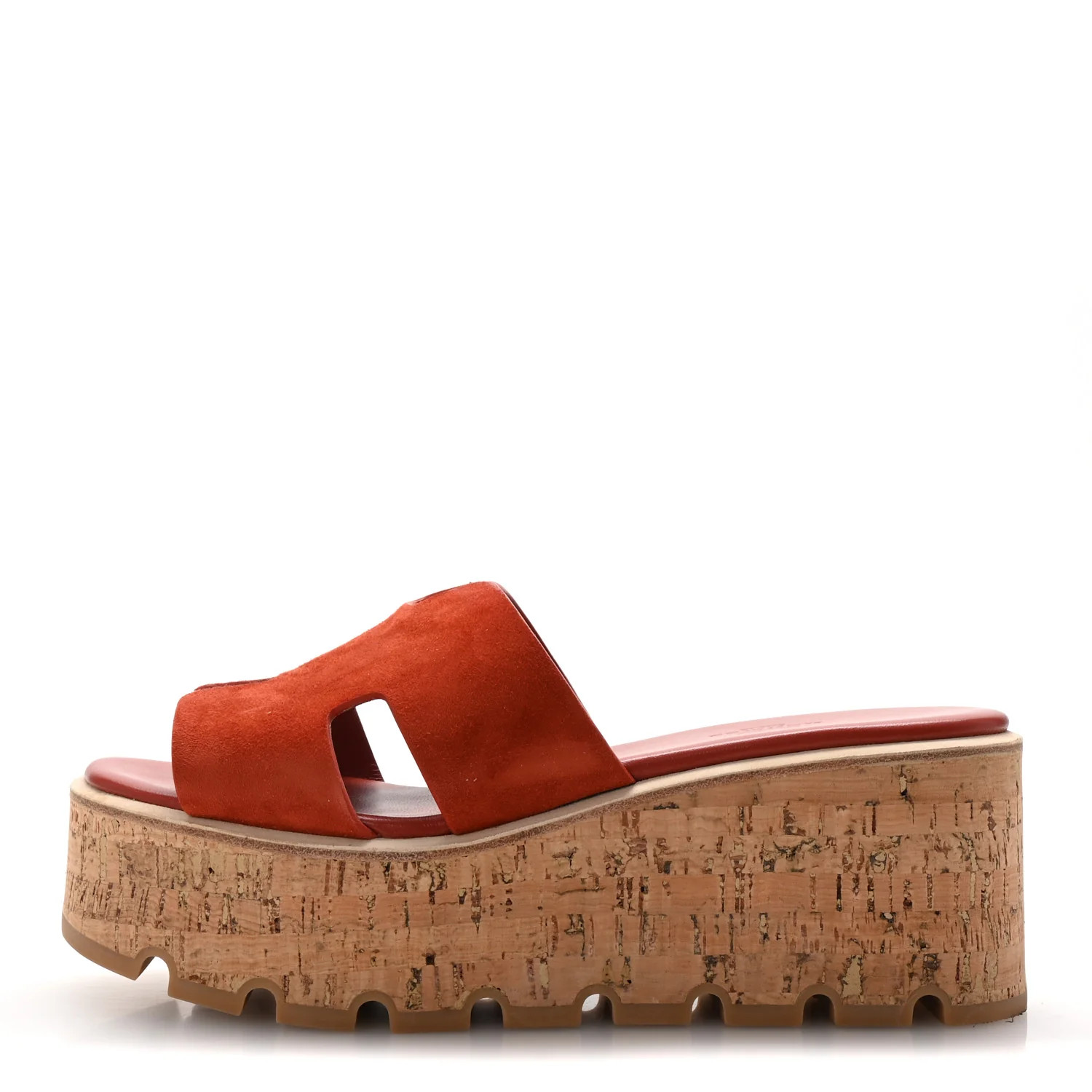 Suede Goatskin Cork Eze 30 Sandals 37 Orange Brulee | FASHIONPHILE (US)