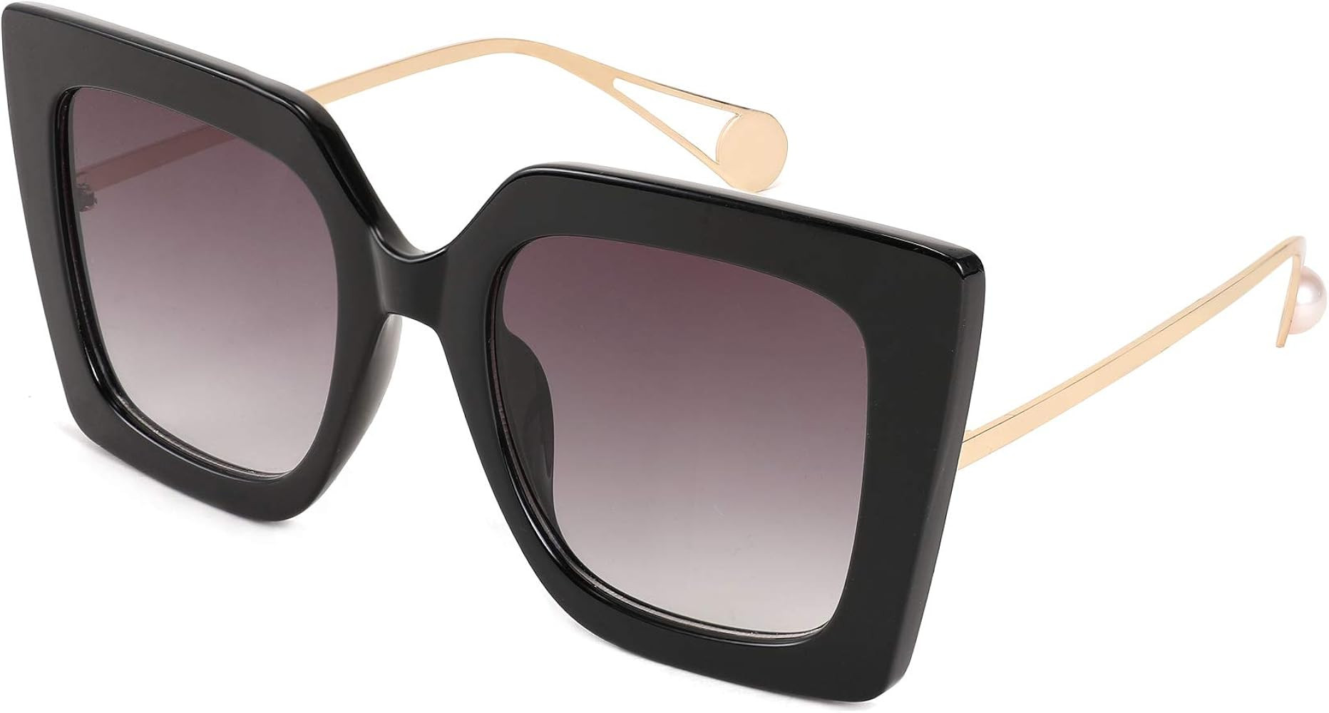 FEISEDY Sunglasses Womens Trendy, Oversized Square Shades, Pearl Inlay Cat Eye Frame UV400 Protec... | Amazon (US)