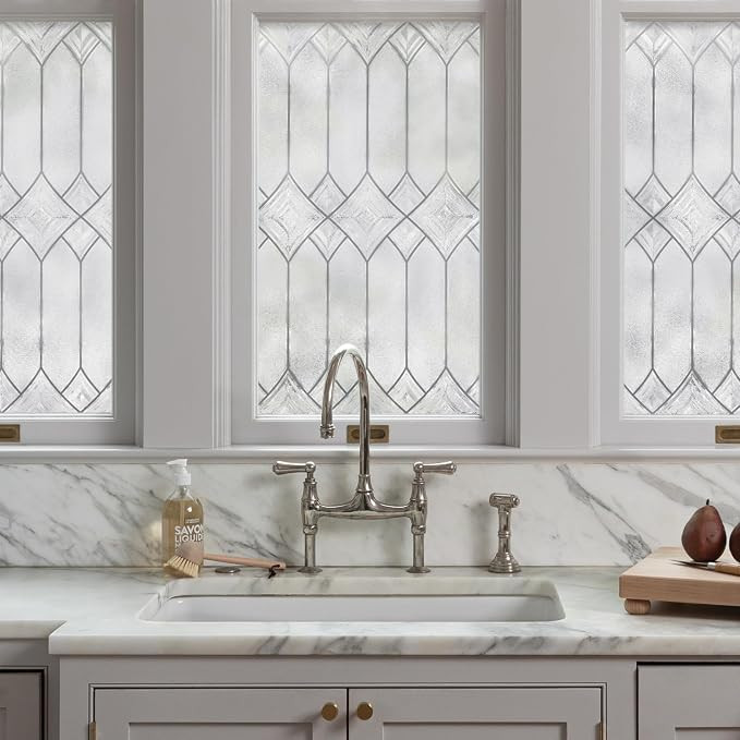 Regent Window Privacy Film by Artscape - Textured Leaded Glass Design, Static Cling, Blocks Views... | Amazon (US)