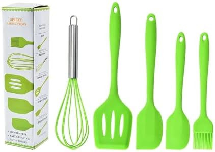Kit 5 Utensílios de Cozinha em Silicone Premium – Espátulas, Pincel e Batedor Resistente (Ver... | Amazon (BR)