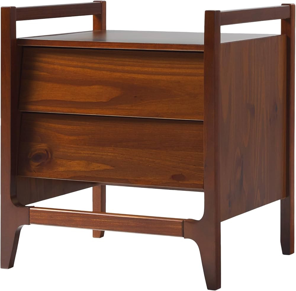 Walker Edison Leif Scandi Angled Drawer-Face Nightstand, 22 Inch, Walnut | Amazon (US)