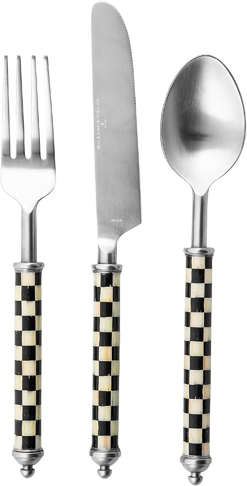 MACKENZIE-CHILDS Supper Club 3-Piece Place Setting, Fork, Spoon, and Knife Dinner Flatware Set, B... | Amazon (US)